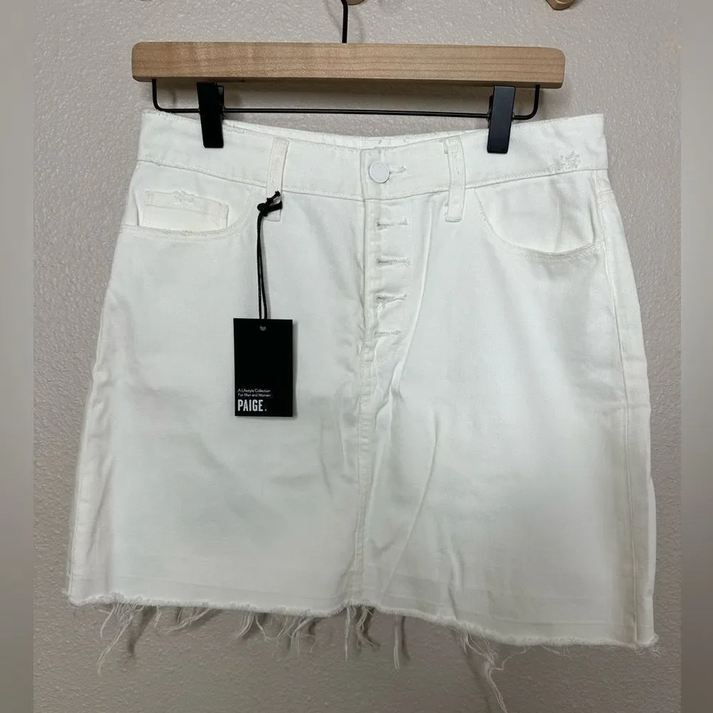 Paige Jeans Aideen exposed white button skirt 29